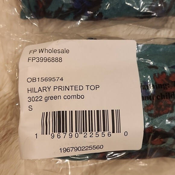 Free People Hilary Printed Top in green combo size S New With Tag - Picture 8 of 12